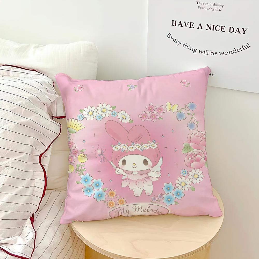 Cartoon Cute Fun Art M-My M-Melody Sro Comfortable Soft Hogar Pillowcase For Sofa Living Room Bed Home Decor Protective Covers