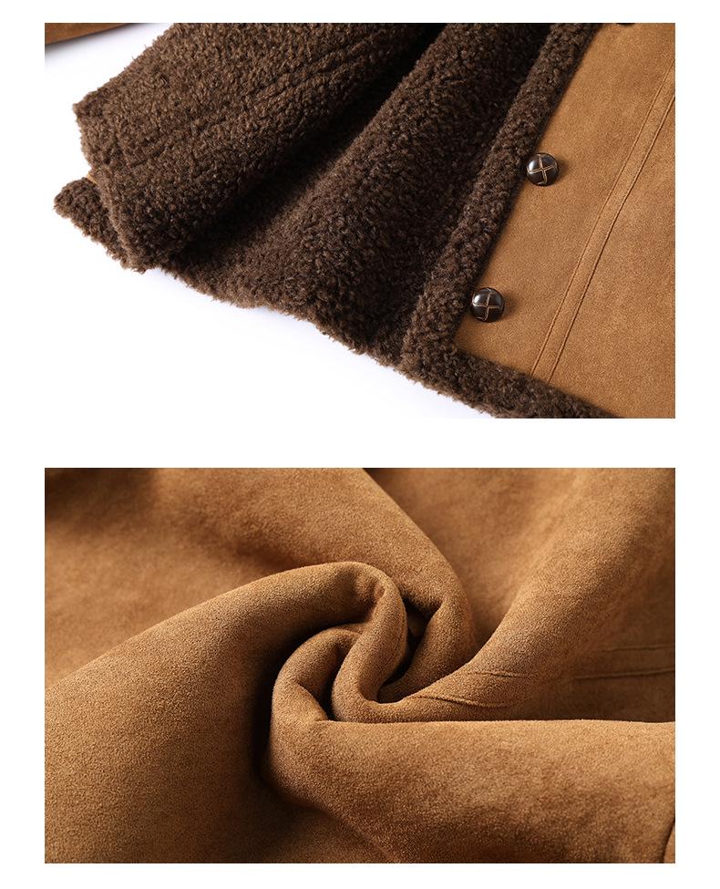 Petite Women's Lambswool Jacket for Mid-Aged & Elderly: Autumn/Winter Leather & Fur, Thick Plain Top