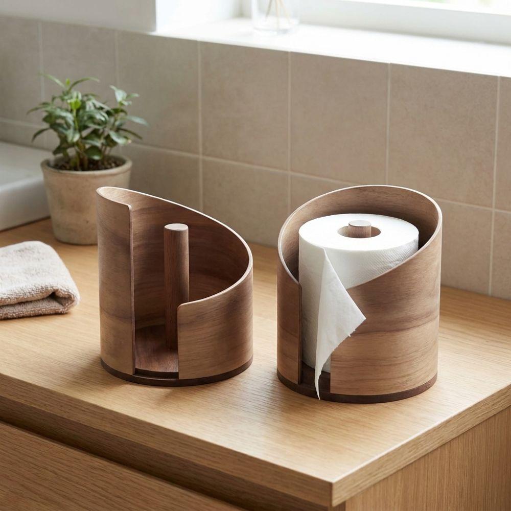 Large Capacity Tissue Storage Box Natural Wood Retro Napkin Holder Paper Roll Rack  Dining Room