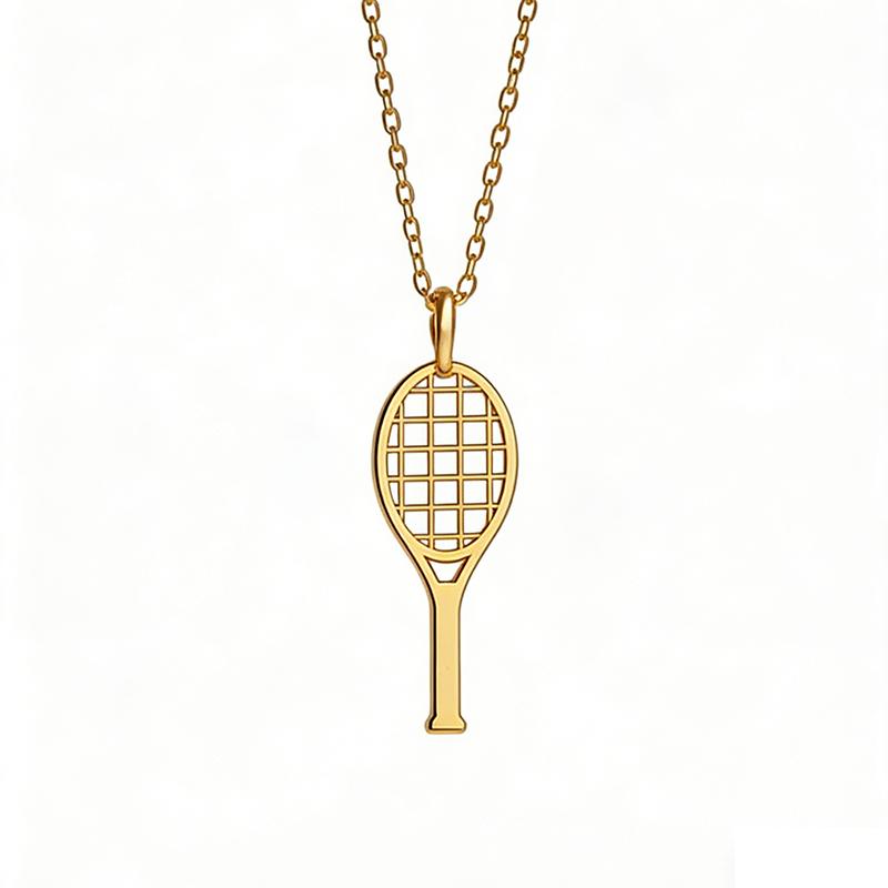 Sportliche Vergoldete Hohl-Tennisracket-Anhänger Halskette Für Damen Modeschmuck Accessoires Geschenke