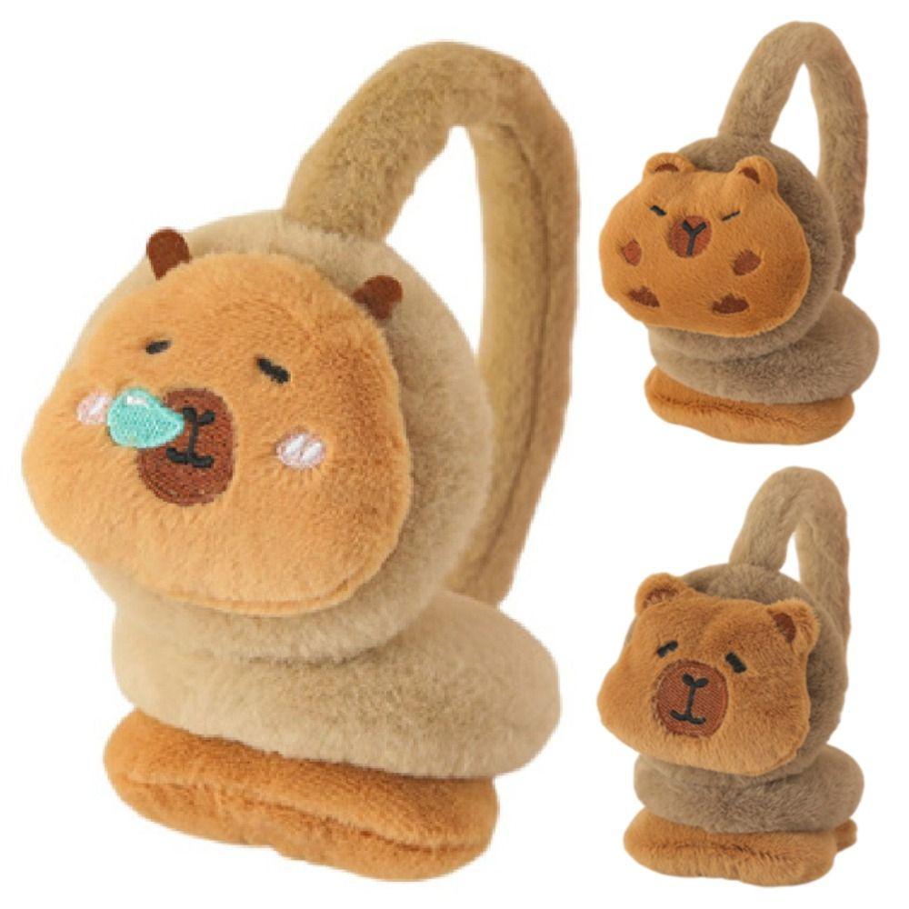 Thicken Capybara Plush Earmuffs Windproof Cute Ear Cover Kawaii Winter Ear Warmer  Children's Gifts