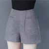 Spring 2024 Korean High-Waist Wool A-Line Shorts - Women's Wide-Leg Casual Outerwear