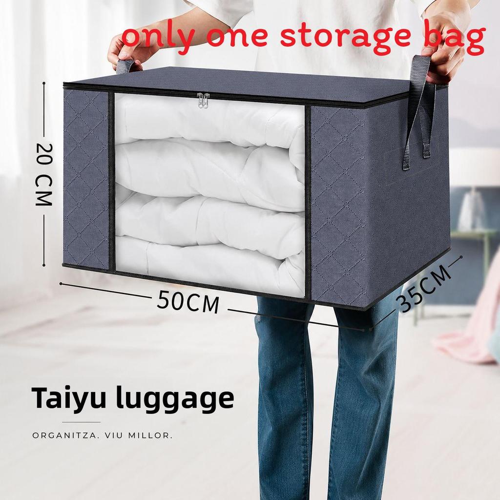 Large Capacity Cotton Quilt Storage Bag With Transparent Window For Bedroom Organization