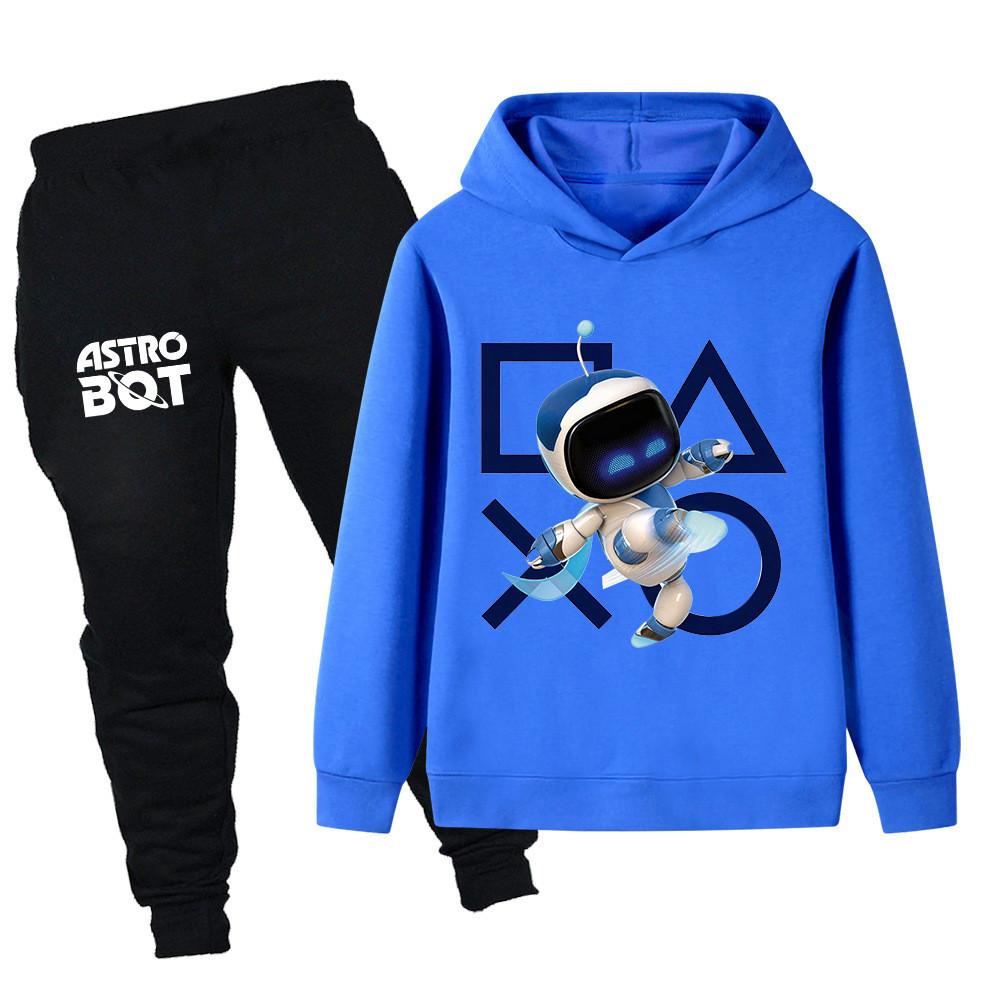 PB1338 2pcs/set Kids Boys Girls Astro Bot Printed Long Sleeves Hoodie Trousers Clothes Sets