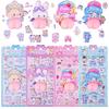 4 Sheets of Squishy Butt Stickers Cute 3D Character Animal Stickers Marshmallow Soft and Stickable Stickers for DIY Mobile Kids and Adults - -