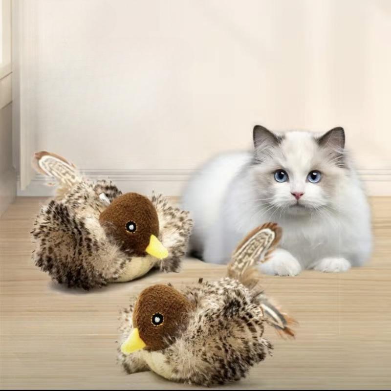 Indoor Interactive Birds Toy for Cat Chasing Teasing Toy Sounding Cat Teaser Toys Self-hilarity Wall Hanging Birds Cat Toys