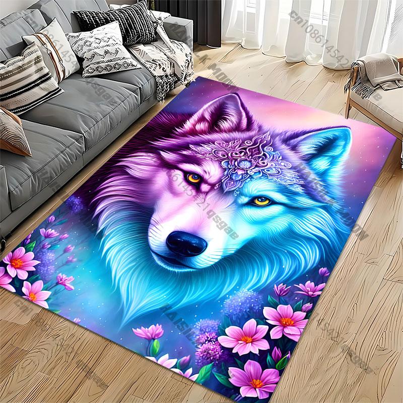 Mystical wolf nature elegance carpet Yoga living room room decor children's crawling mat doormat area rug games mat