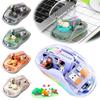 Three-Mode Rechargeable Mouse Cute Doll Transparent Cartoon Wireless Mause With Power Display for Tablets Laptop IPad Kids Gift