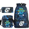 3 Stück 67 Sechs Sieben Bedrucktes Rucksack Federmäppchen Umhängetaschen Set Mode Große Kapazität Schultasche für Jungen Mädchen Kinder Rucksack