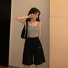 Women's Cotton Embroidered Summer Shorts - Korean Style, Loose Fit, High-Waist, Wide-Leg Casual Five-Point Pants