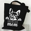 French Bulldog Heart Print Women's Handbags Animals Lover Design Canvas Shopping Bag Women French Bulldog Reusable Shoulder Bag