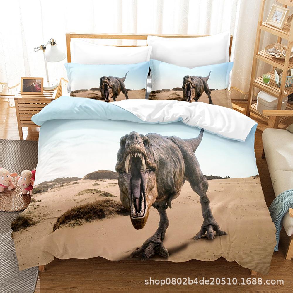 

Digital Printed Sheet Bed Quilt Kit Home Textiles Dinosaur Printing Series Three-Piece Set quilt cover 90 * 190 pillowcase 50 * 75 * 1