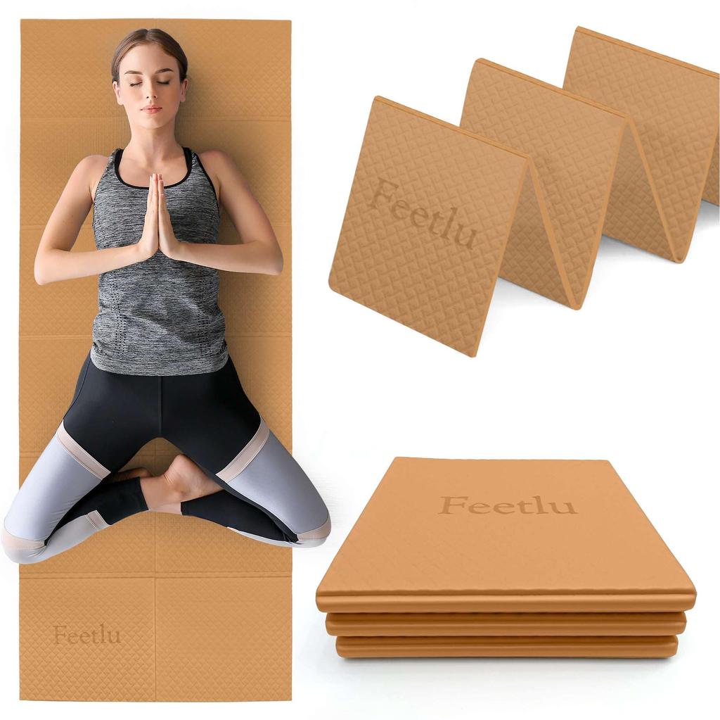 Foldable Yoga Mat 6mm Lightweight and Easy To Store for Travel Foldable Exercise Mat for Home Floor Exercises - Thickness, - Non-slip Yoga, Pilates,