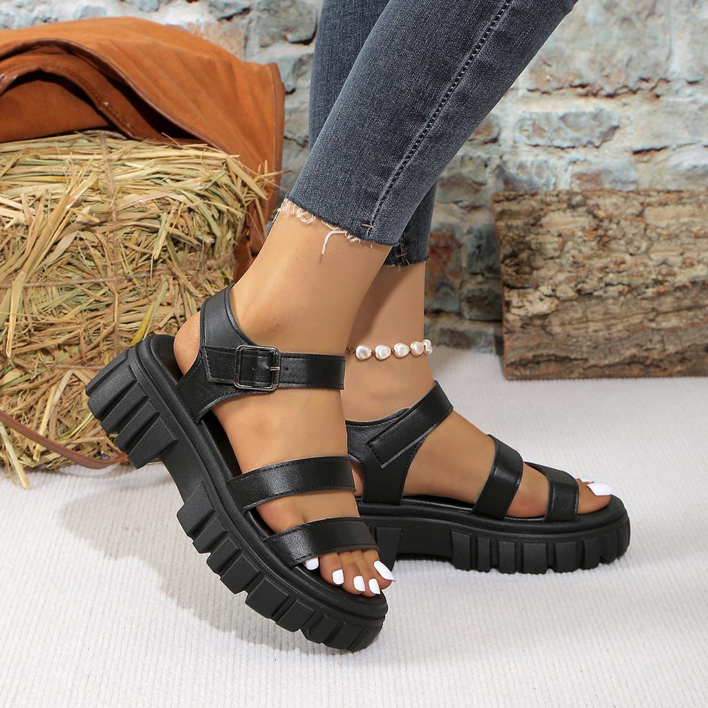 Fashion Women Shoes Black Platform Women Sandals Summer 2024 Female Shoes Woman Block Heel Fashion Buckle Causal Sandals High Quality