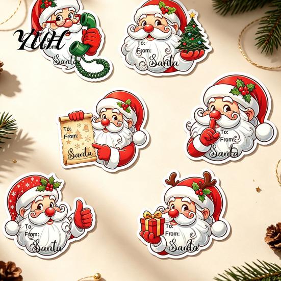 Decorative Labels for Greeting Cards 45Pcs Christmas Santa Sticker Set, Cartoon DIY Handwrite Label Decals Gift Tags, Stickers Party Favor Craft