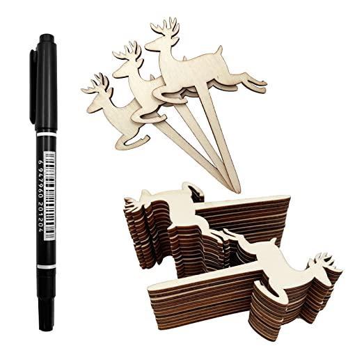 30 шт./50 шт., деревянные этикетки для растений, садовые бирки с маркером для цветов, суккулентов, декоративные цветы, знак растения, садовые маркеры Deer-30pcs