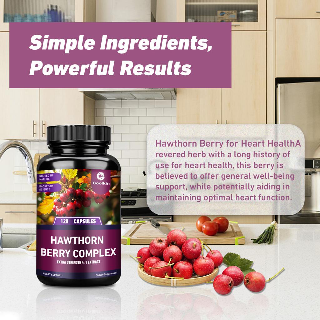 Coolkin High Potency Hawthorn Berry Capsules, Concentrated Extract, Easily Absorbed, Suitable for Adults, Natural Supplement