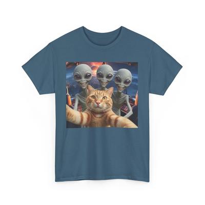 Maglietta Selfie Gatto, Maglietta Alieni Grigi, Top Divertente Amante dei Gatti, Maglietta Extraterrestre