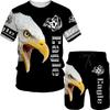Cool Men White Bald Eagle Animal Camouflage Printed Casual Tops/Pants/Suits Outdoor Street Style T Shirt Shorts Male Set Chandal