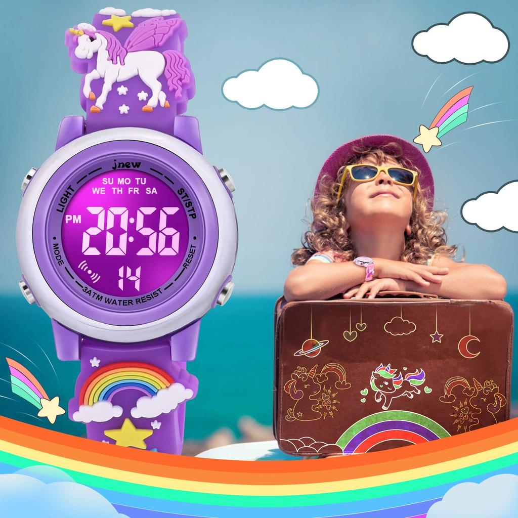 VAPCUFF 3D Cartoon Waterproof Watch for Girls with Alarm - Perfect Toy Gift for Girls Ages 3-12
