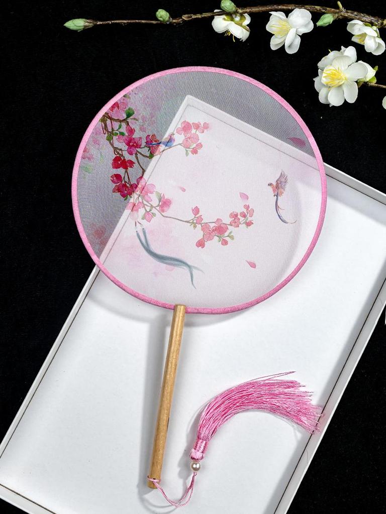 Translucent Ancient Style Round Dance Fan for Hanfu Costumes - Women's Classical Chinese Craft Fan