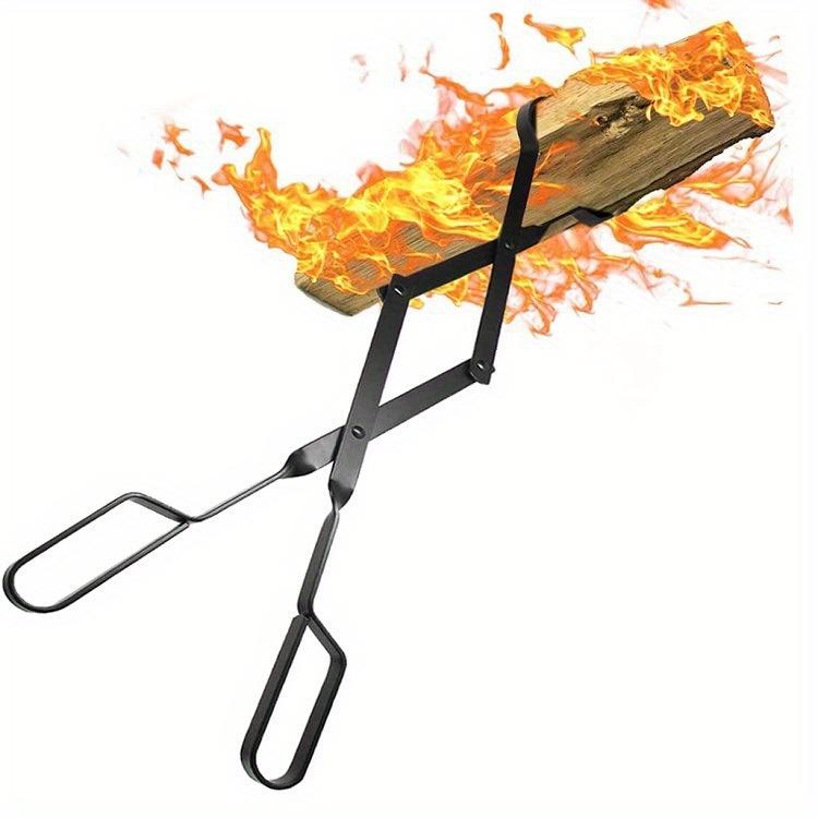 1Pc Fire Tongs Fireplace Pliers Folding Fire Tongs Claw Grippers Indoor/outdoor Fireplace Tools
