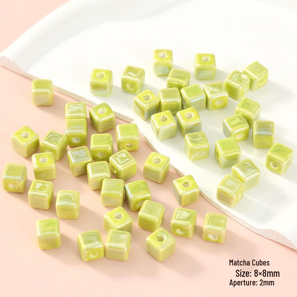 Handmade Cute Flower & Heart Green Ceramic Beads for DIY Jewelry