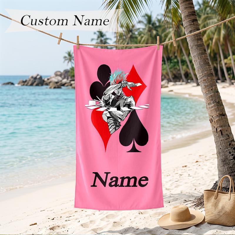 Hisoka Custom Name Printed Beach Towel Personalized Soft Towel For Swimming Beach Travel