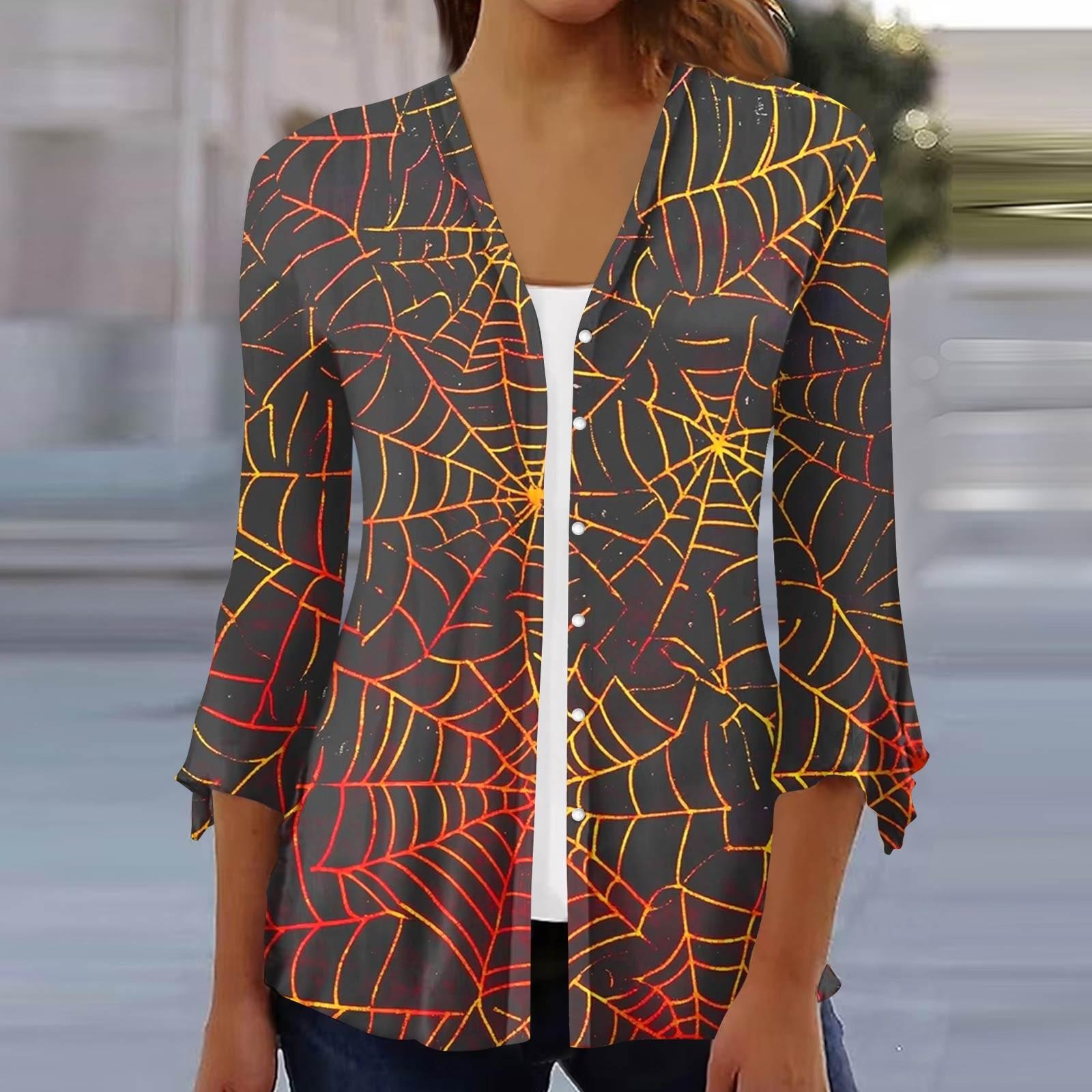 

Женский свободный повседневный кардиган-топ с принтом и рукавами семь восьмых на пуговицах XXL шафрановый