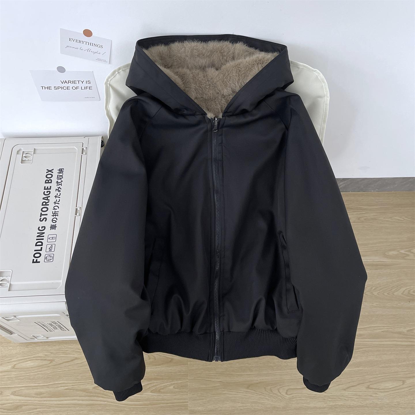 

Men s Reversible Fur Parka 2025: Winter Cotton Jacket, Lazy Style, Thickened Outerwear. M чорний