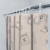 Western Style Shower Curtain Decorative Printed Fabric Bathroom Liner For Home Decoration (Beige)