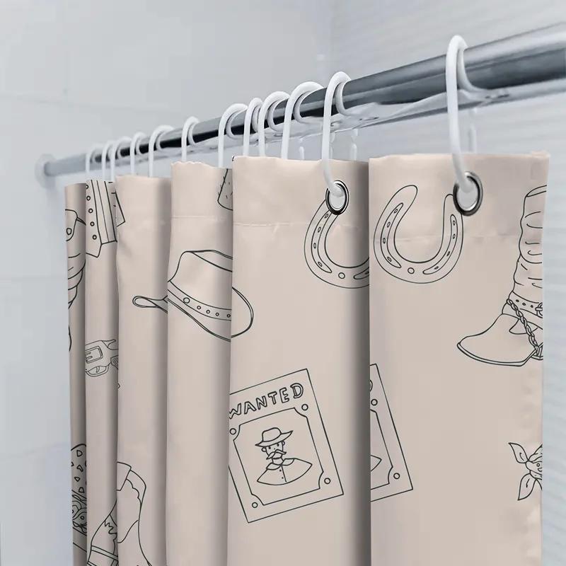 Western Style Shower Curtain Decorative Printed Fabric Bathroom Liner For Home Decoration (Beige)