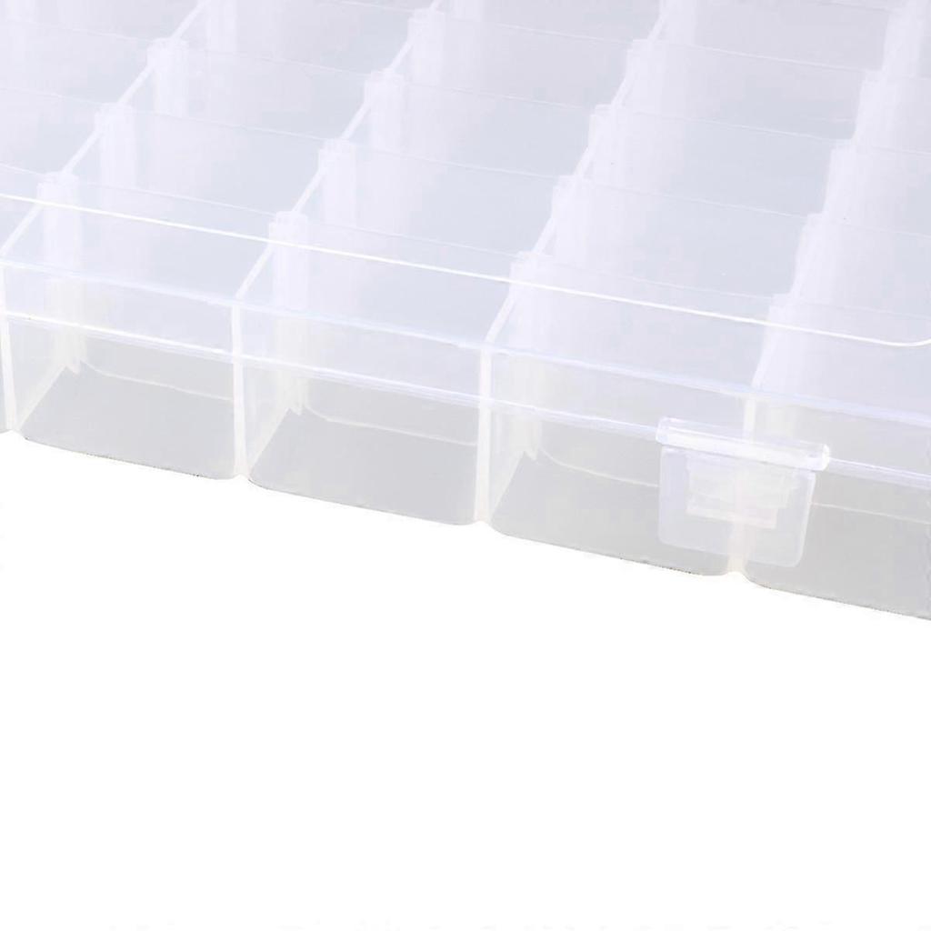 Portable 36-Grid Clear Hard Plastic Adjustable Jewelry Organizer Box Storage Container Case with Removable Dividers