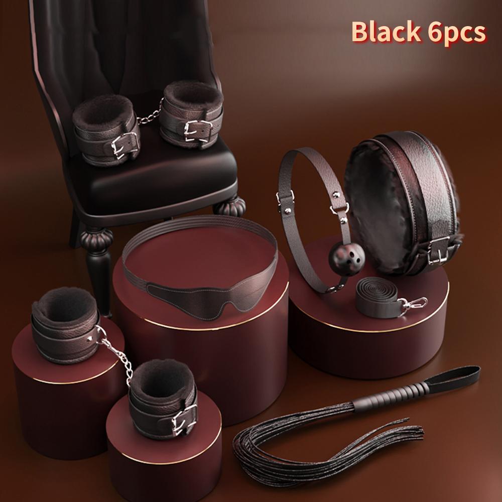 Sex Toys BDSM Bondage Kits Genuine Leather Restraint Set Handcuffs Collar Gag Vibrators Sex Toys For Women Couples Adult Games