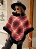 Autumn and Winter Women's Sweater Round Neck Pullover Cloak Women's Plaid Thickened Warm Women's Shawl Top