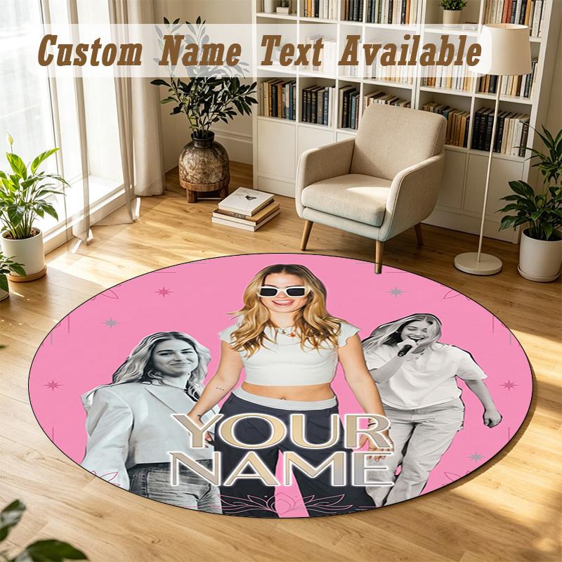 Round Rug Custom NameRoxy Dekker Pattern Non Slip Carpet Home Floor Decor