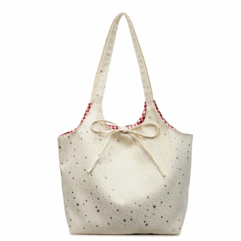 New Double-sided Shoulder Bag Plaid Canvas Versatile Handbag Korean Style Lightweight Canvas Bag Casual Commute