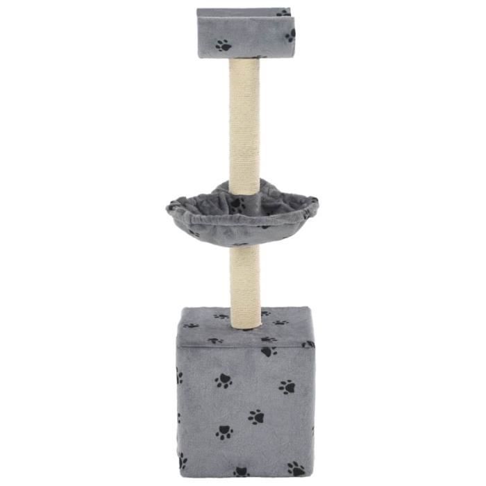 VidaXL Arbre à chat et griffoir Sisal 105 cm Empreintes de pattes Gris
