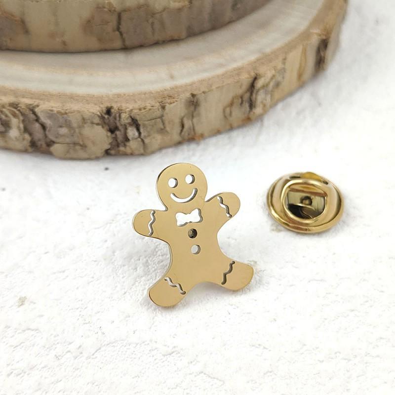 

Hollow Out Snowman Brooch Cufflinks Cutting Design Personalized Simple Ins Style Jacket Suit Dual-use Accessory 14k