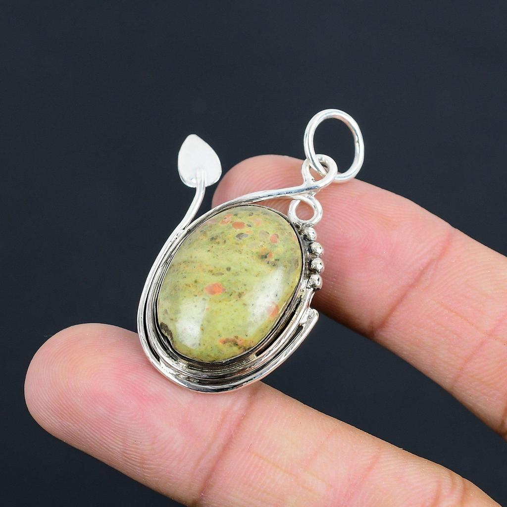Sisters Day Deal Natural Unakite Wife Ethnic Pendant Jewelry 925 Sterling Silver