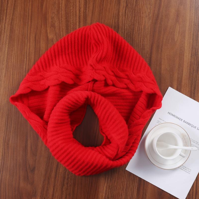 100%Wool Hooded Scarf Hat Women Winter Soft Warm Ear Face Protect Balaclava Scarves Beanies Men Korea Fashion Wollen Neck Warmer