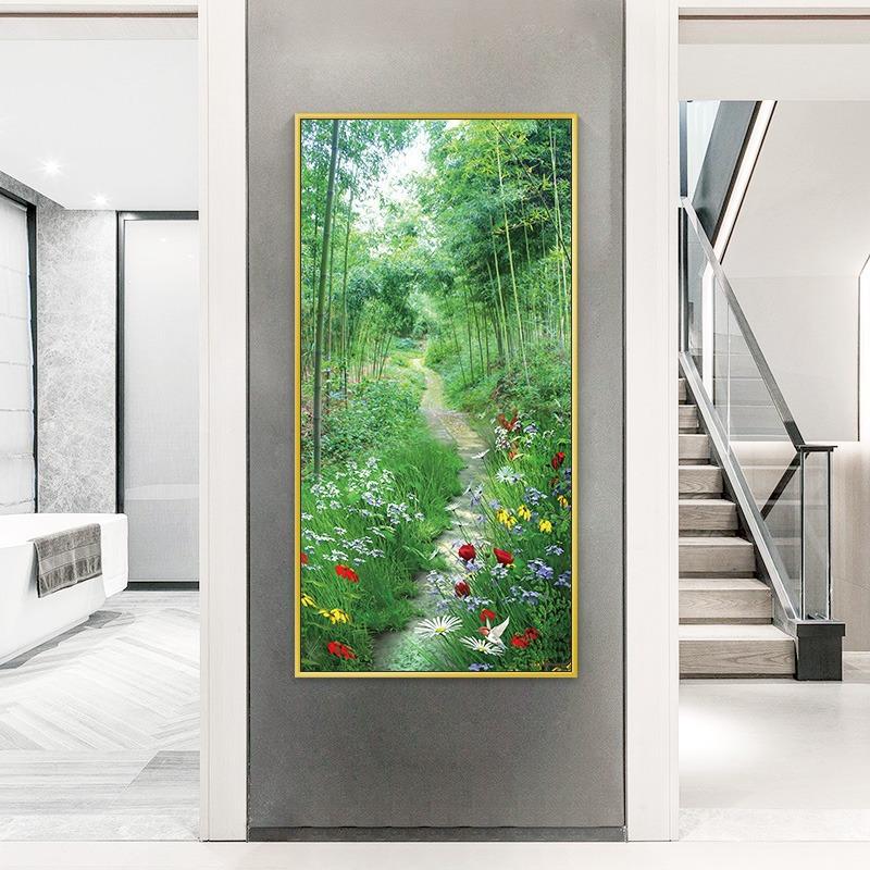 Modern Green Bamboo Road Canvas Painting Wall Art Green Forest Landscape Picture Posters and Prints for Living Room Decor Quadro