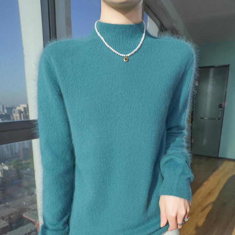 Dámský kašmírový svetr Qinghe kašmír 30% kašmír 30% norka 30% vlna 10% nylon Dámský podzimní a zimní hustý kašmírový pulovr měkký a teplý