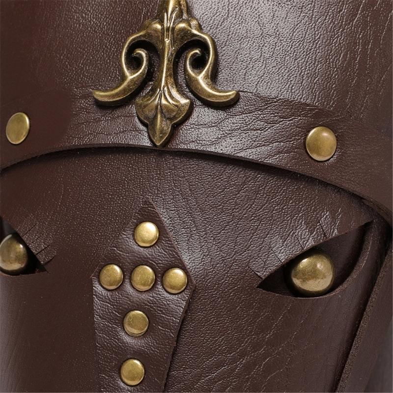 Womens Medieval Vintage Horse Head PU Leather Crossbody Bag Shoulder Bucket Bag Drawstring Pouch for Costume Parties
