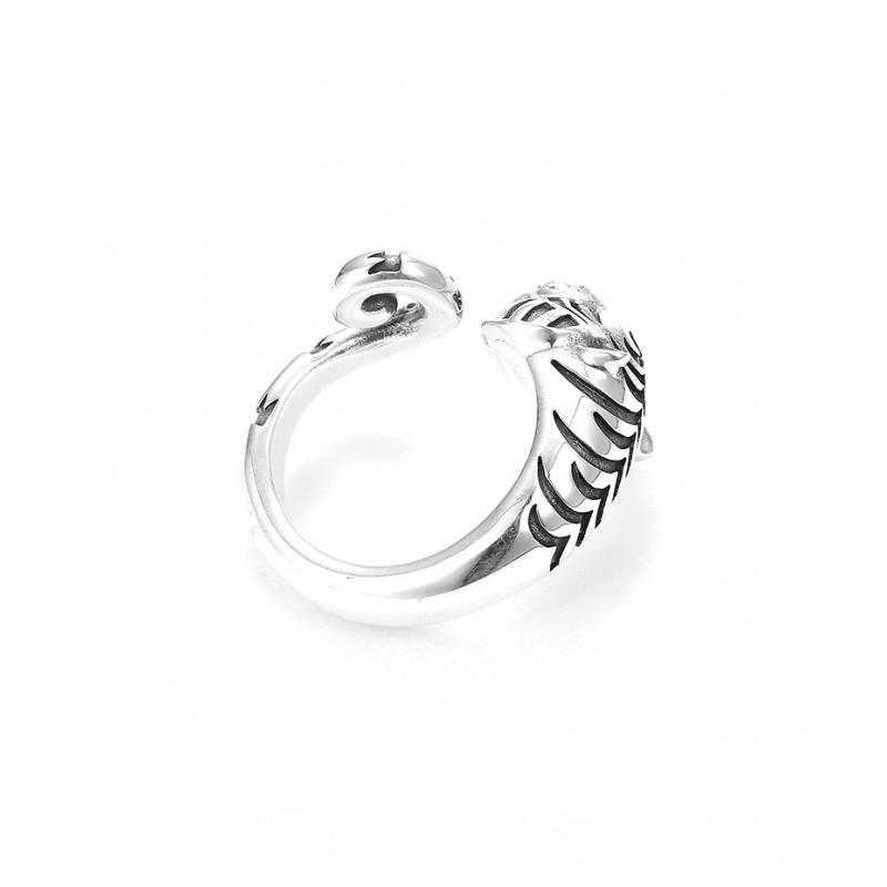 Adjustable Open Ring With Vintage Tiger Motif Copper Plated Unisex Animal Zodiac Jewelry