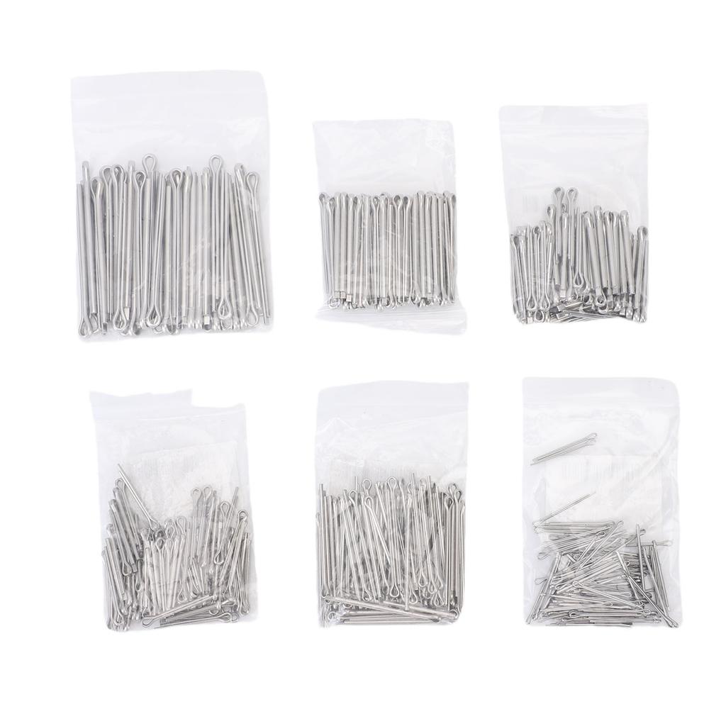 410PCS Cotter Pin Assortment Kit In 6 Different Sizes Galvanized Steel Heavy Duty Straight Shaped Hardware Pins for