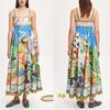 Ins Neue Baumwoll-Leinen-Druck-Latz-Sonnenblumenrock Urlaubsstil Kleid