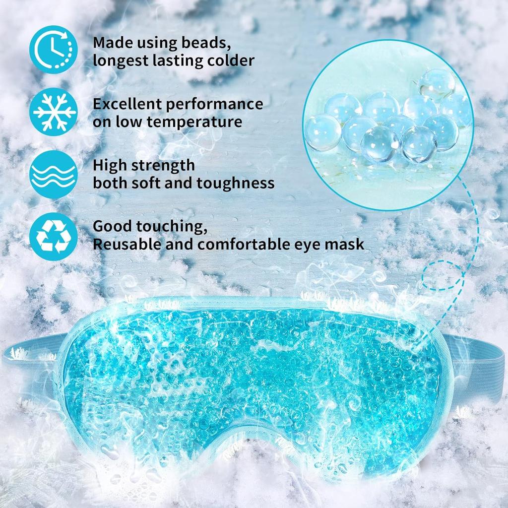 Reusable Hot/Cold Gel Head Wrap with Strap – Dual-Side Plush Back, Flexible Beads for Cooling & Warming Comfort, Ideal Self