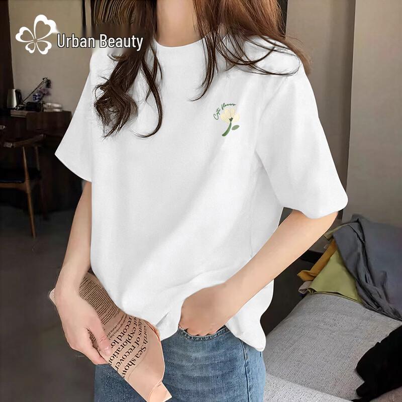 Women's Casual Cotton T-Shirt with Time Flower Graphic