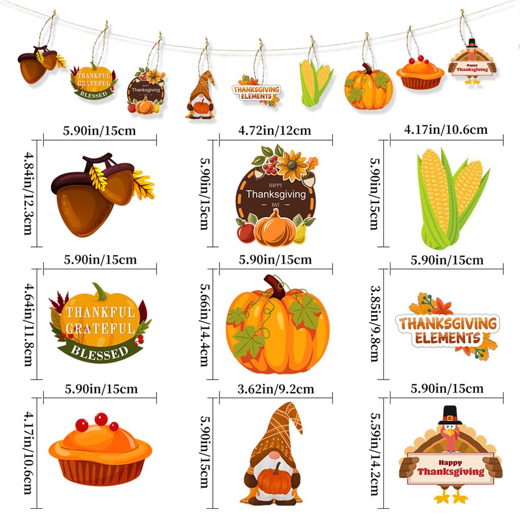 Thanksgiving Decorative Pendant Cartoon Pumpkin Corn Turkey Tag Pendant Customization